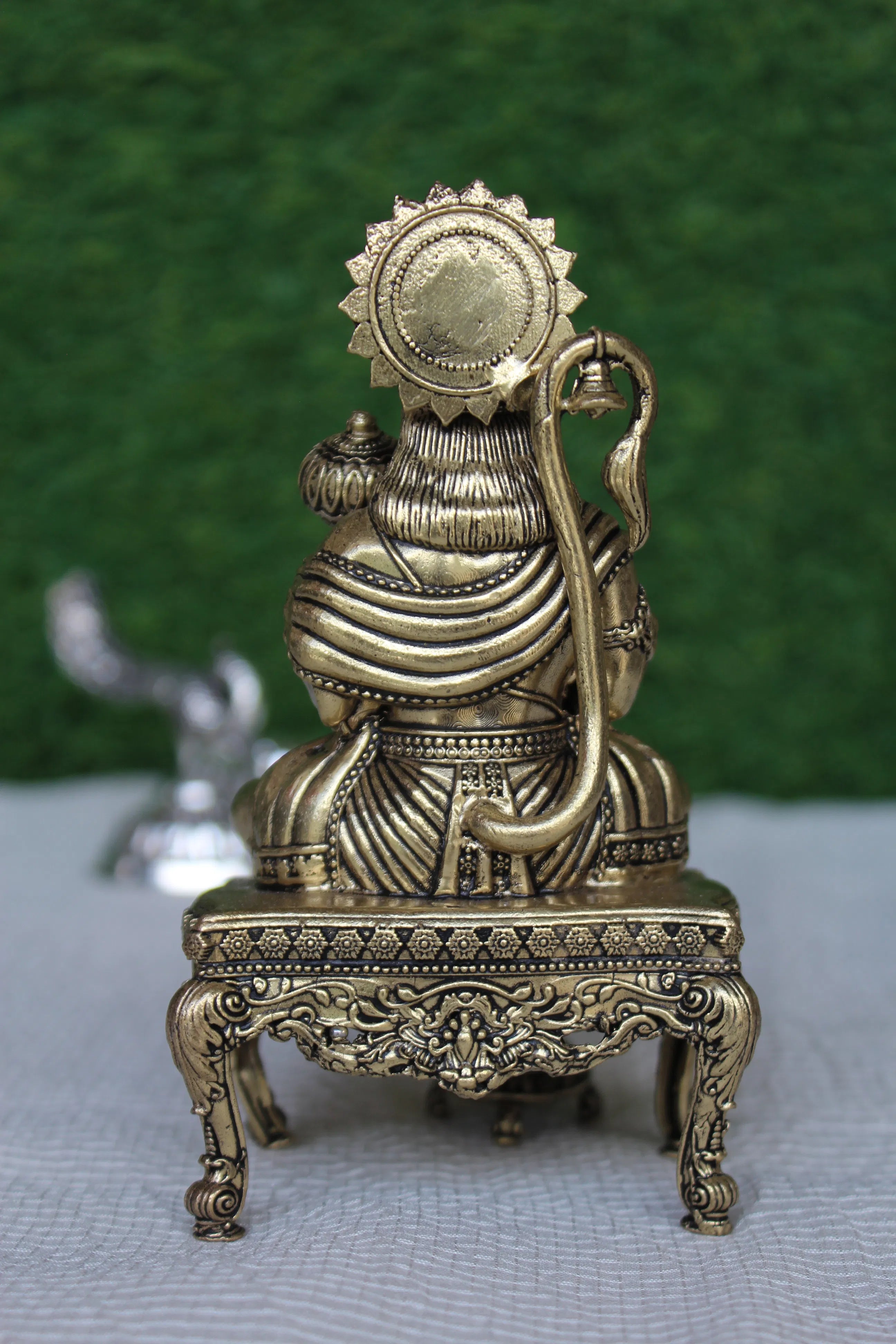 Brass Hanuman Ji Sitting On Throne | Majestic Idol Of Lord Hanuman For Home Temple & Gifting (5.25 inch)