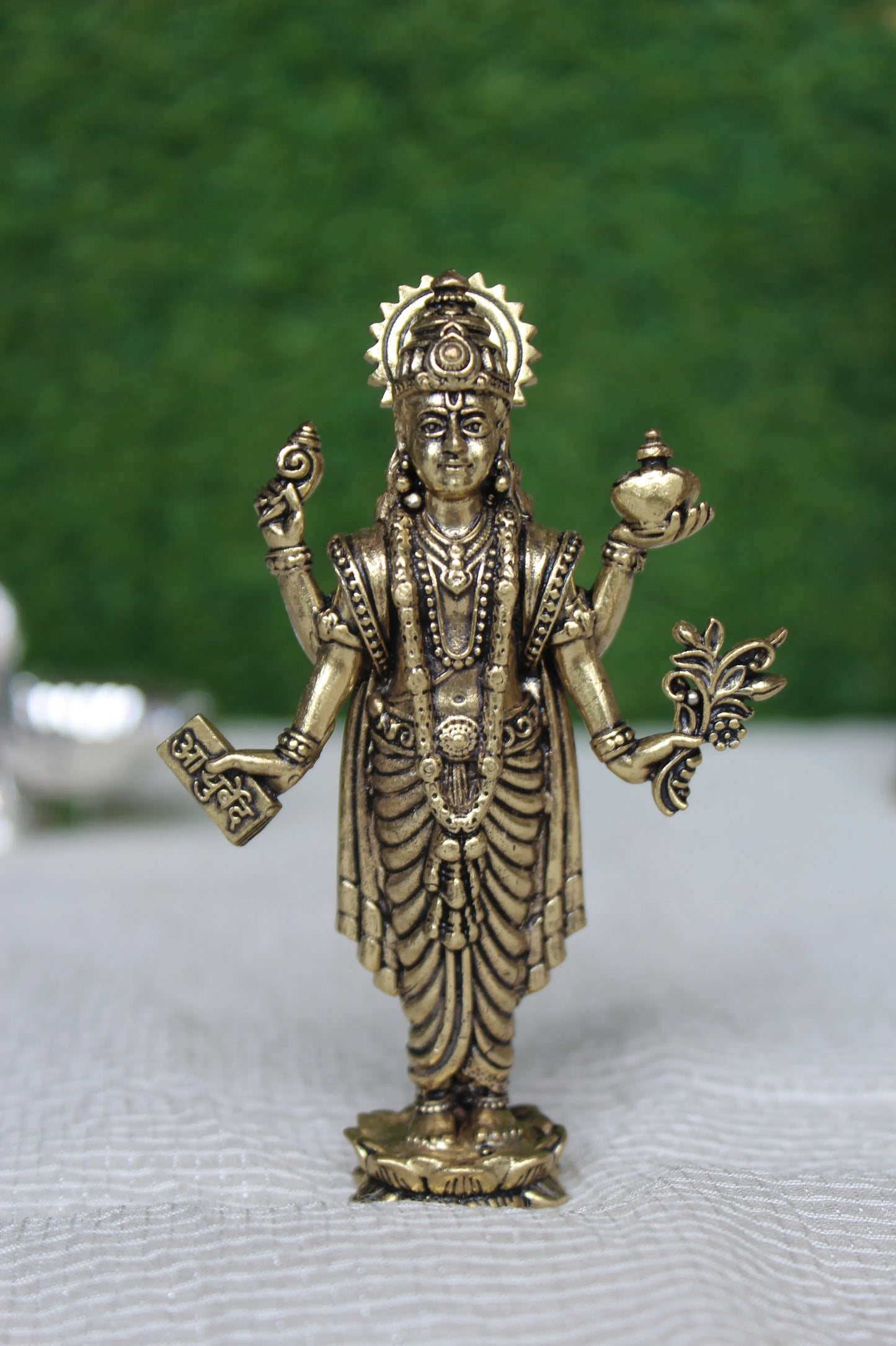 Lord Dhanvantri Brass Idol for Health & Healing | Rigvedaa™ (3.75 inch)