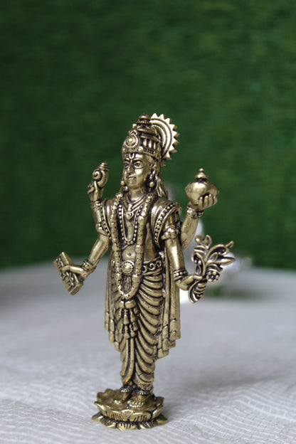 Lord Dhanvantri Brass Idol for Health & Healing | Rigvedaa™ (3.75 inch)