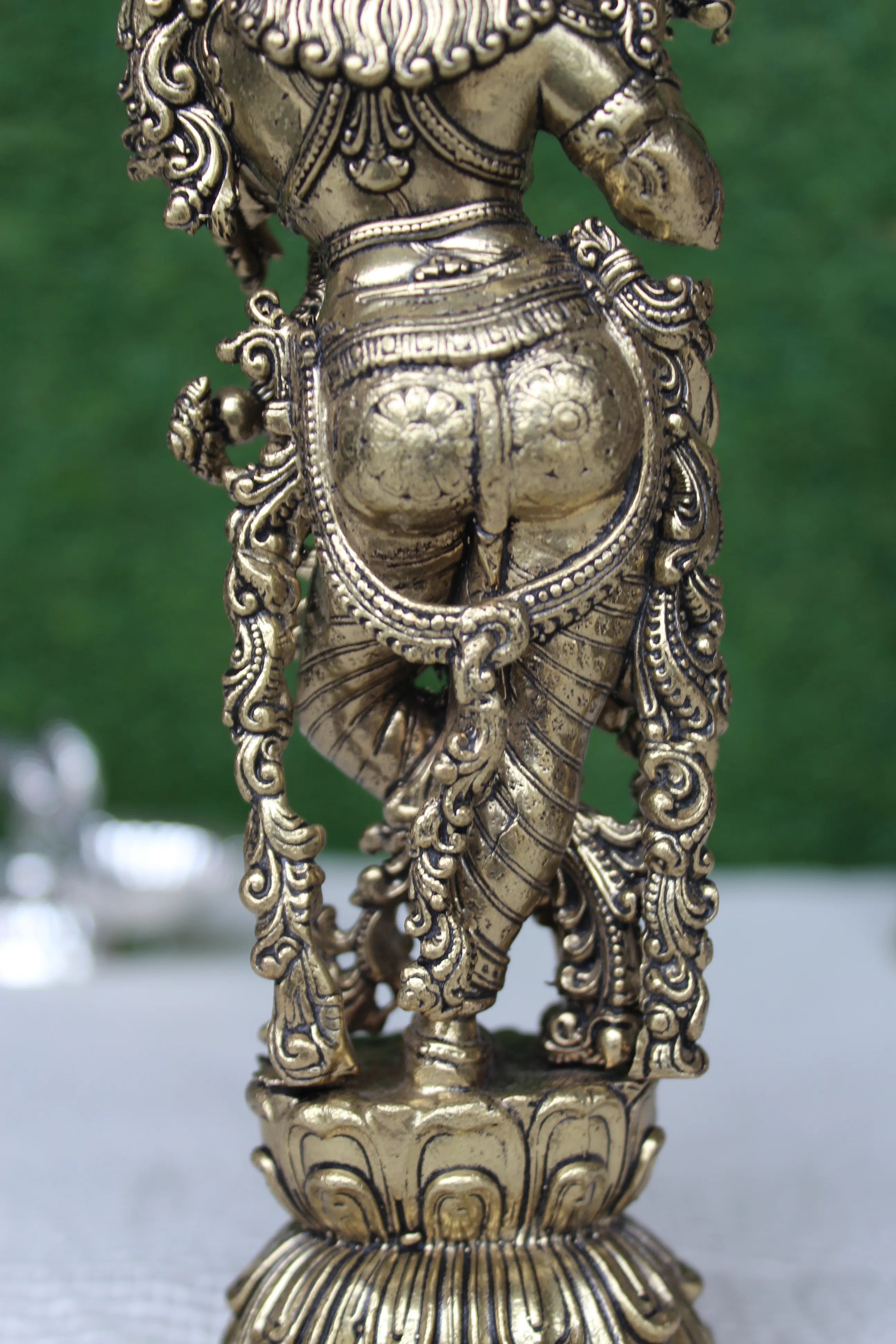 Brass Krishna Idol With Flute – 7.50 Inch | Murli Manohar Standing Statue For Home Temple & Gifting