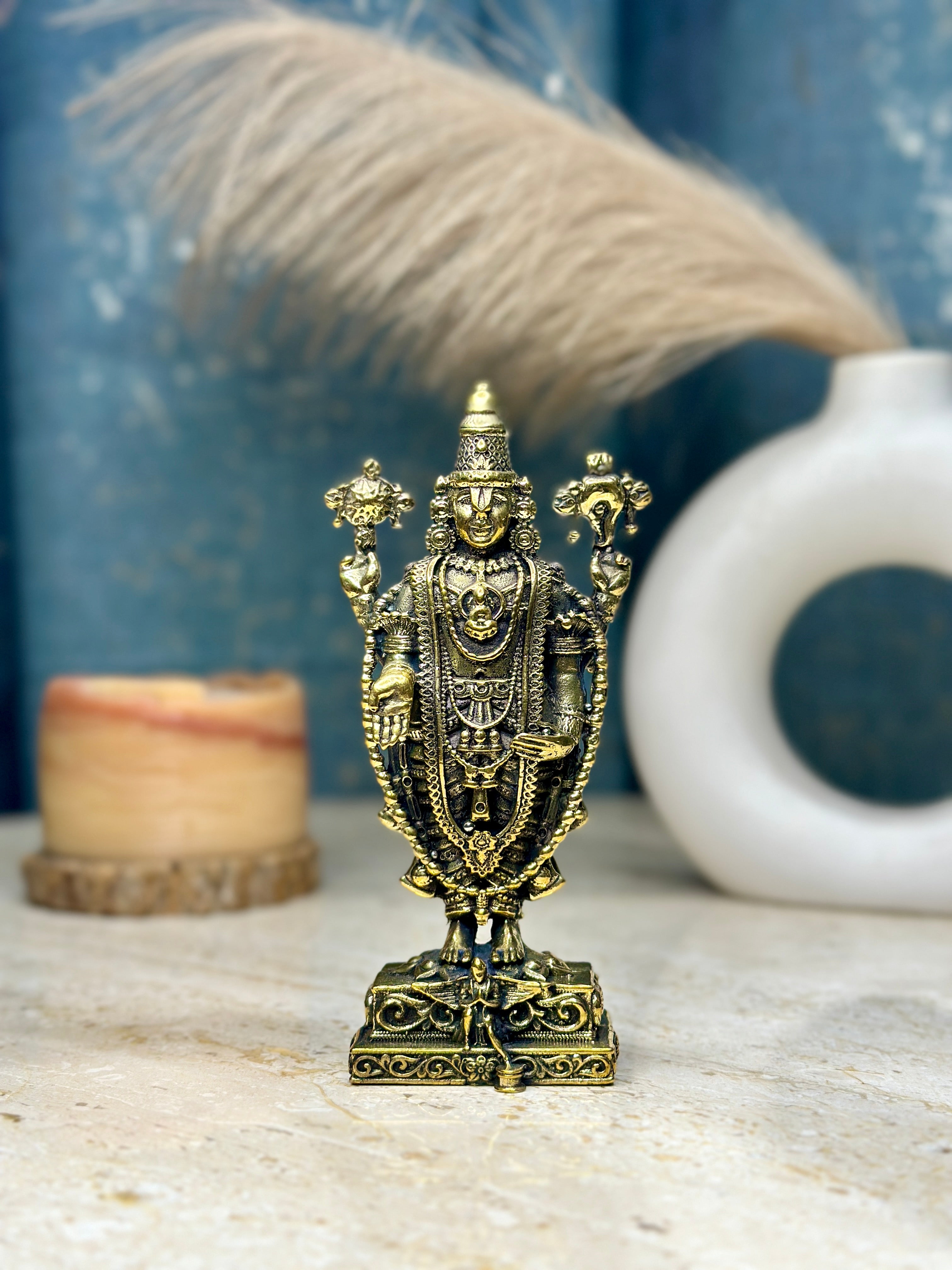 Tirupati Balaji Murti | 4.75 inch | Standing on Garuda Base