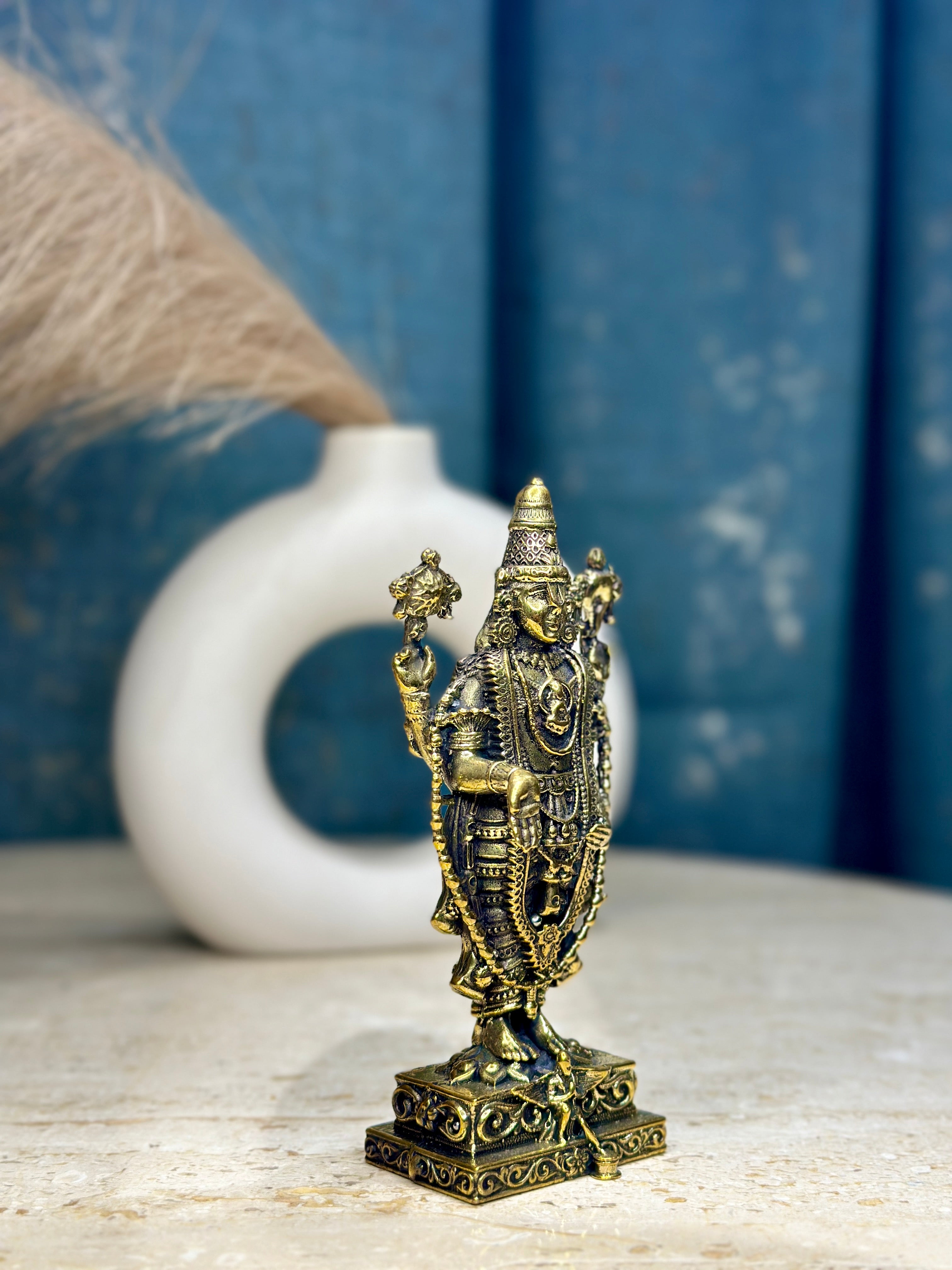 Tirupati Balaji Murti | 4.75 inch | Standing on Garuda Base