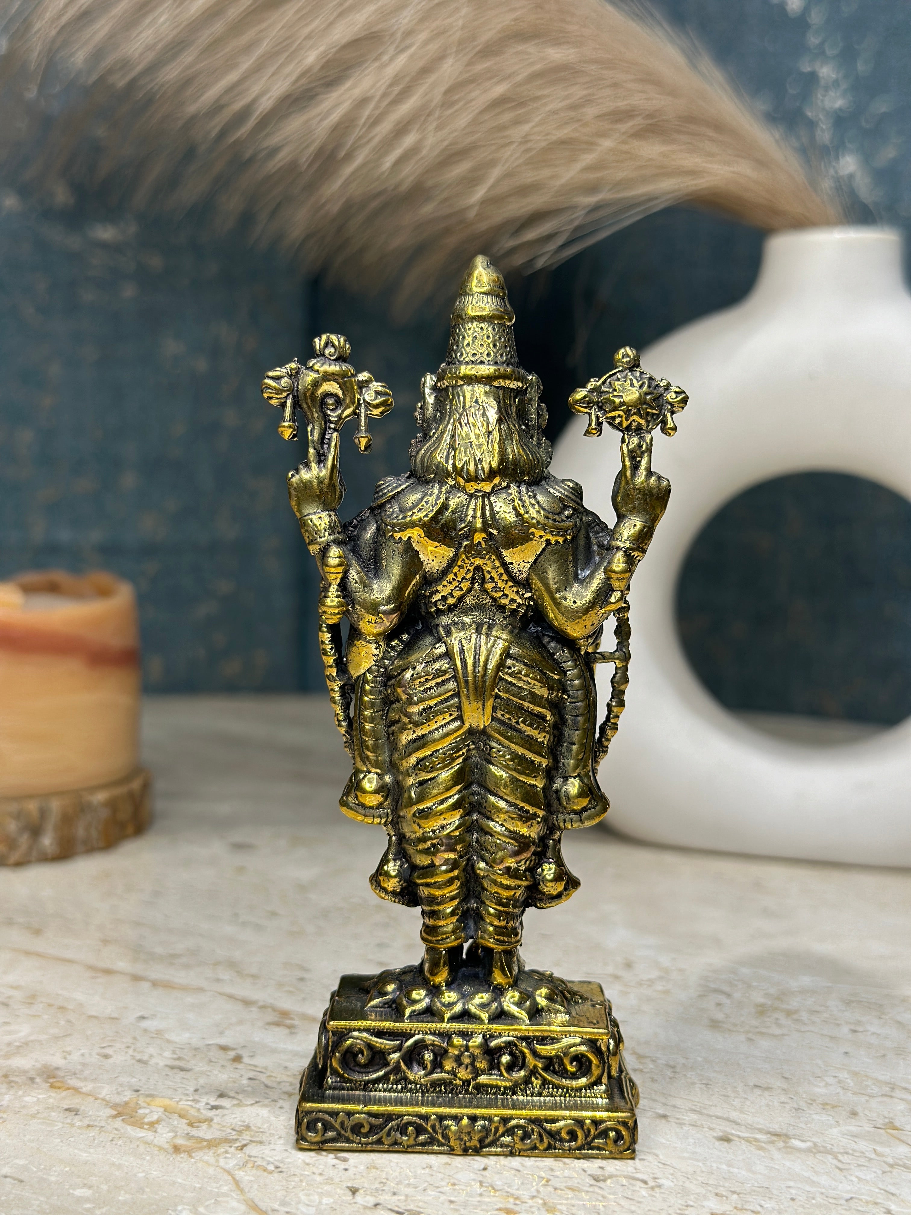 Tirupati Balaji Murti | 4.75 inch | Standing on Garuda Base