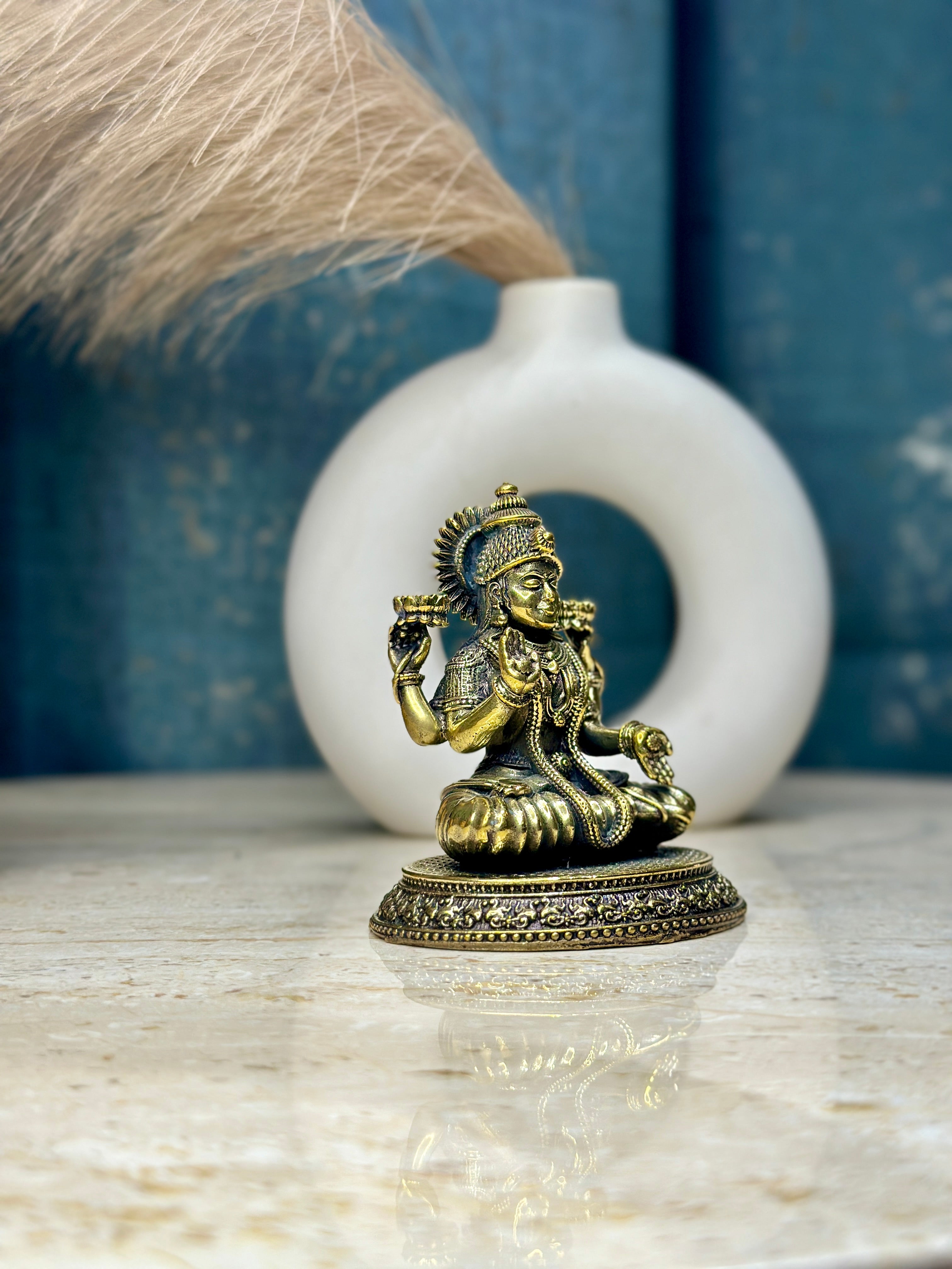 Buy Goddess Laxmi Brass Murti | Seated Idol for Home Temple, Puja, and Diwali Deco