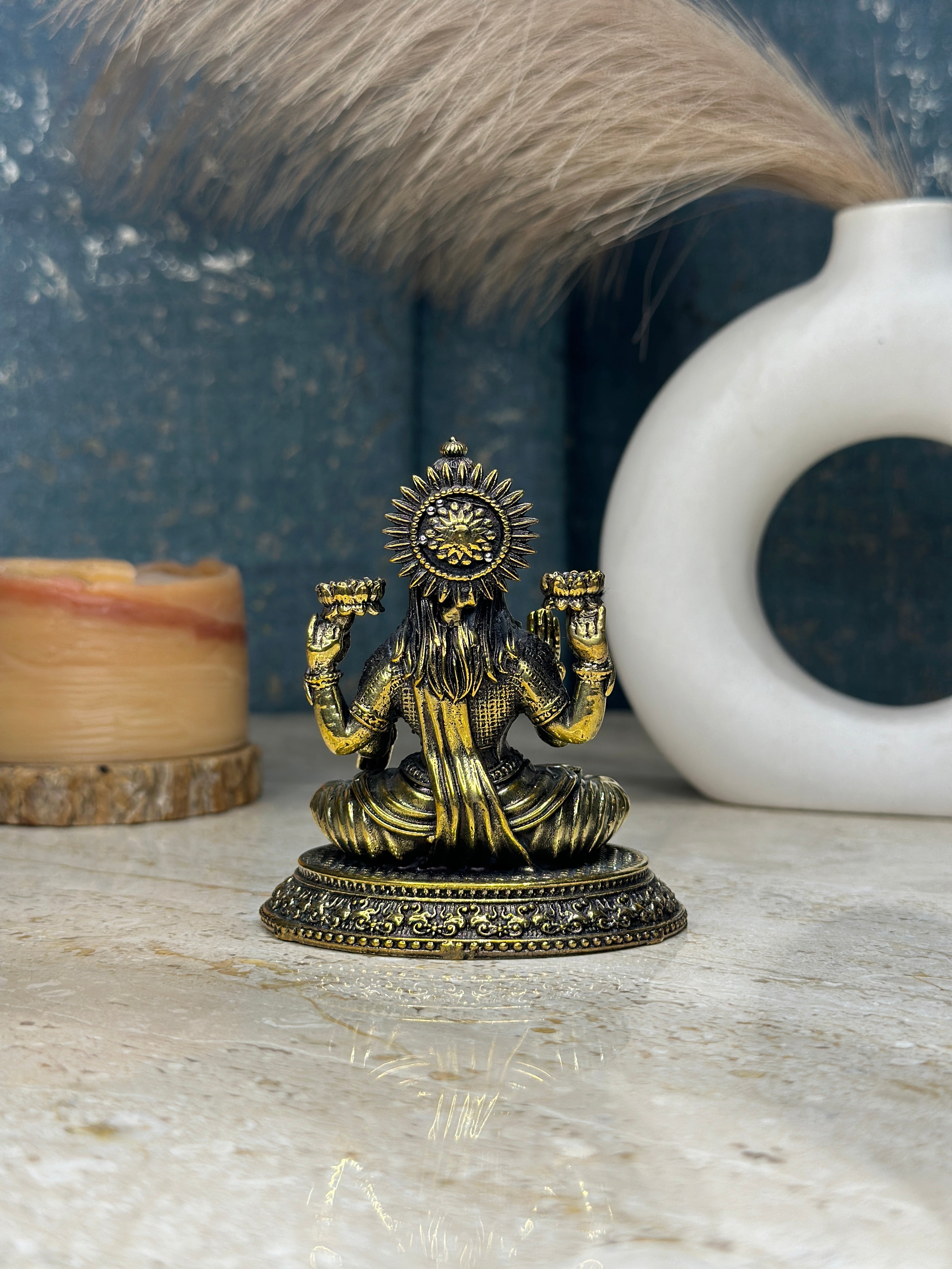 Buy Goddess Laxmi Brass Murti | Seated Idol for Home Temple, Puja, and Diwali Deco