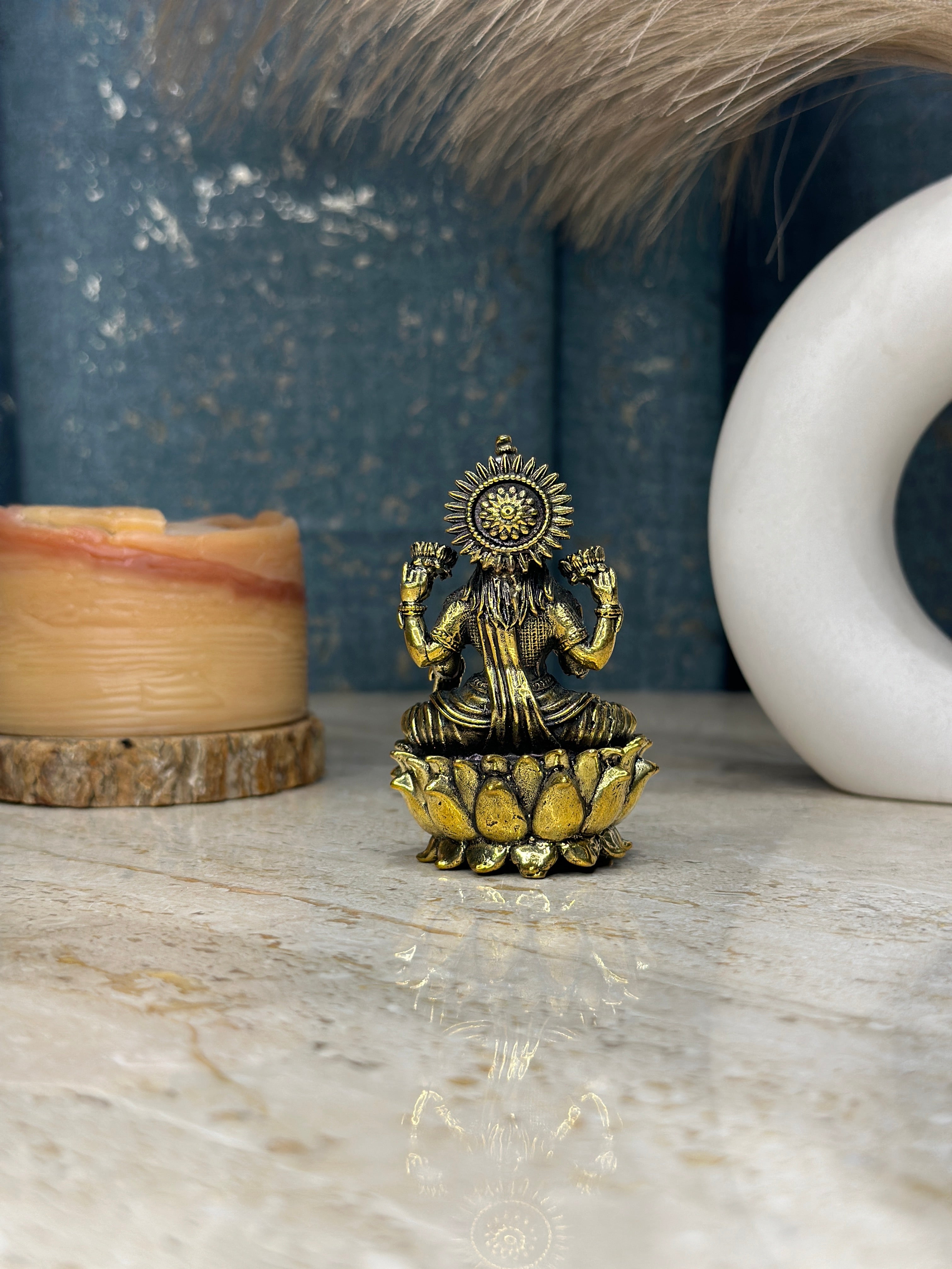 Goddess Laxmi Brass Murti Sitting on Kamal | 2.75 inch | Sitting Idol SOUTH