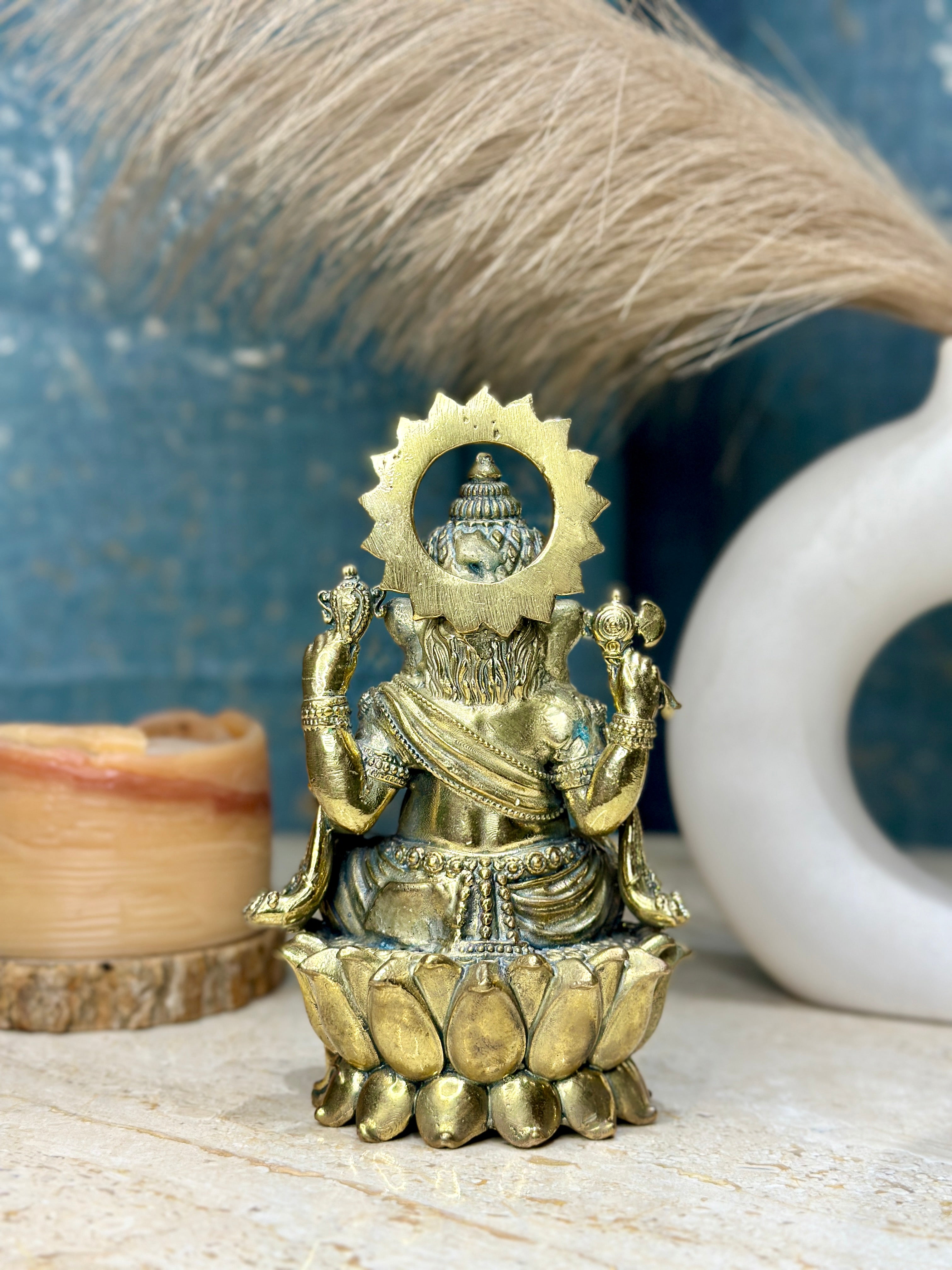Lord Ganesha Brass Murti Sitting on Kamal | Lotus Brass Idol for Blessings & Prosperity