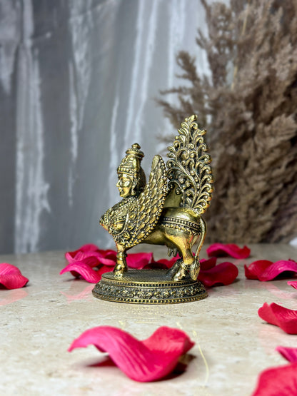 Brass Kamdhenu Cow Idol with Goddess Face | Rigvedaa™