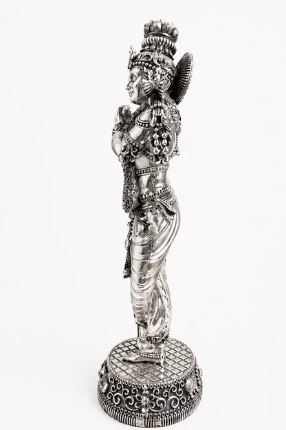 Silver Plated Brass Krishna Statue 18" | Standing Murti – Rigvedaa™