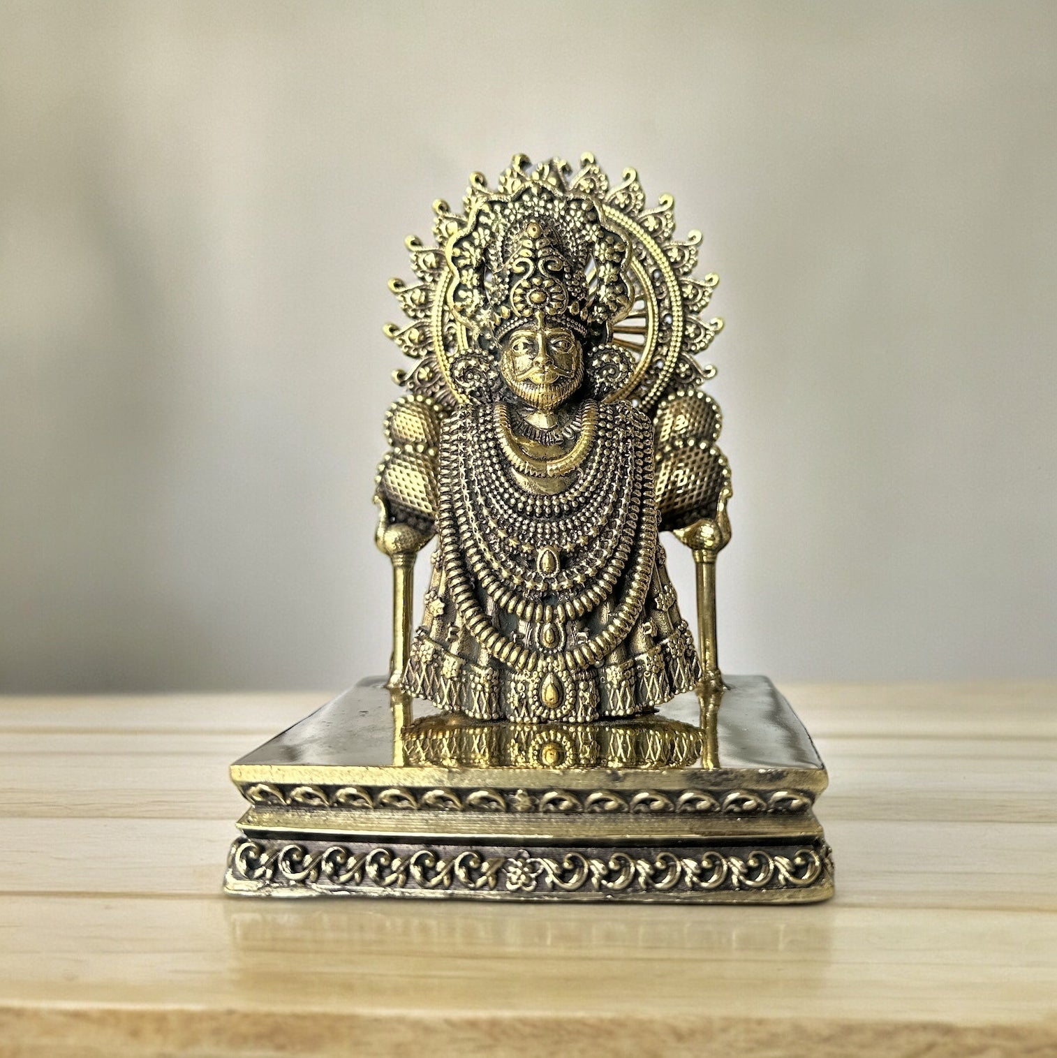 Lord Khatu Shyam Brass Murti | 4.75 inch – Divine Idol Inspired by Khatu, Rajasthan