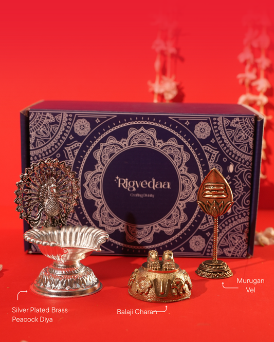 Mangalam Hamper with Peacock Diya, Balaji Charan & Vel | Rigvedaa™