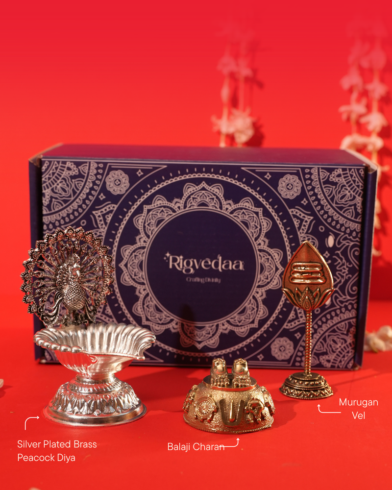 Mangalam Hamper with Peacock Diya, Balaji Charan & Vel | Rigvedaa™