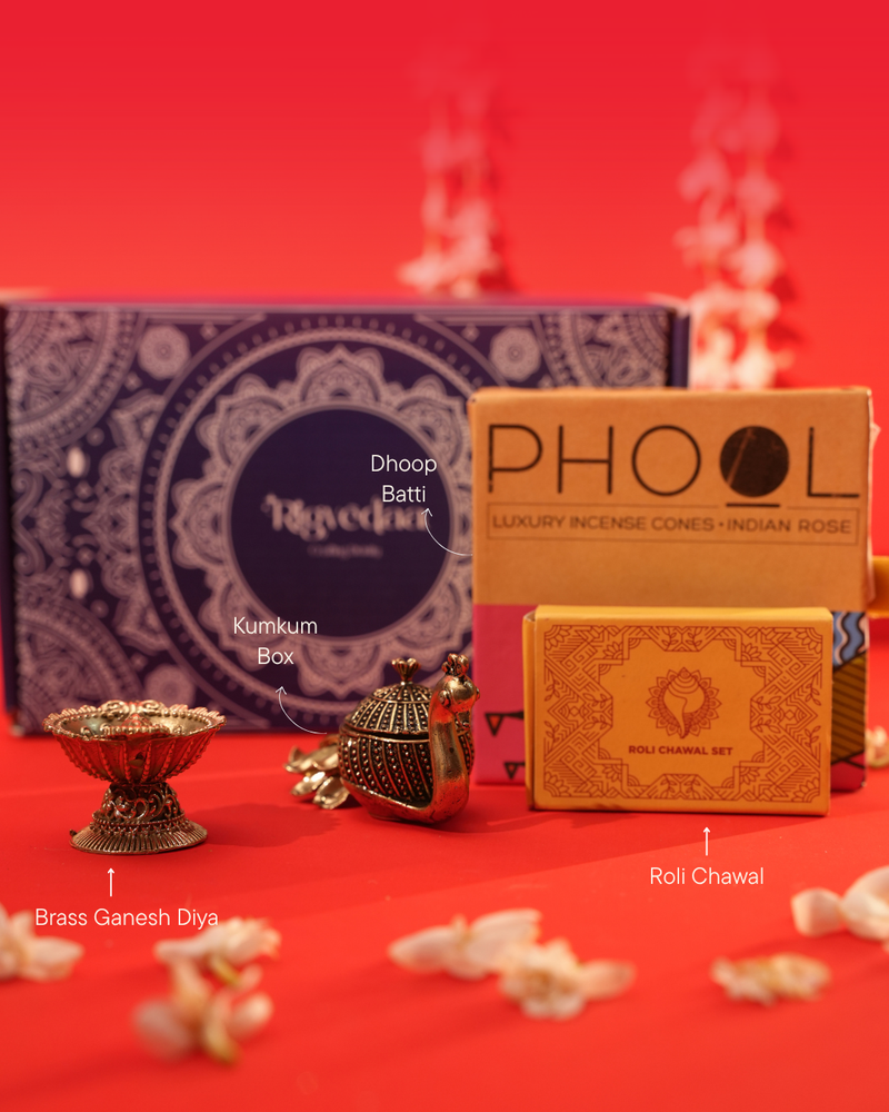 Anugrah Festive Gift Hamper with Ganesh Diya & Kumkum Box | Rigvedaa™