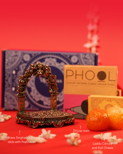 Sampada Festive Gift Hamper with Brass Singhasan & Candle | Rigvedaa™
