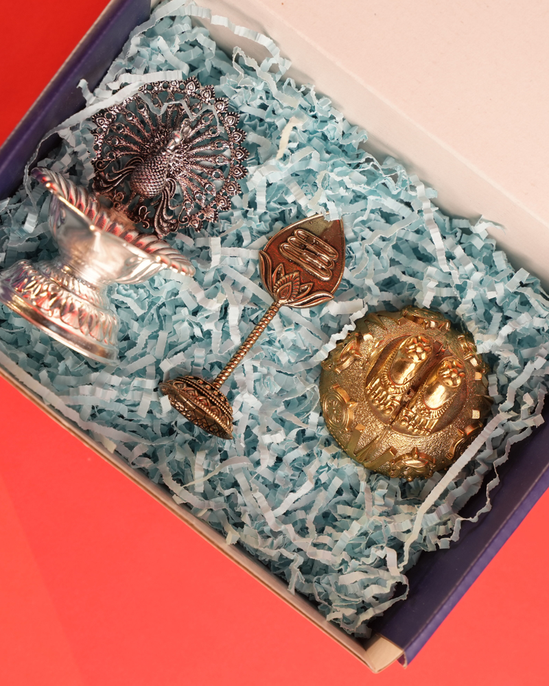 Mangalam Hamper with Peacock Diya, Balaji Charan & Vel | Rigvedaa™