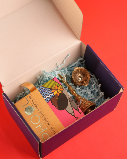 Shagun Festive Gift Hamper with Vintage Brass Bell , Ganesh Diya & Dhoop batti | Rigvedaa™