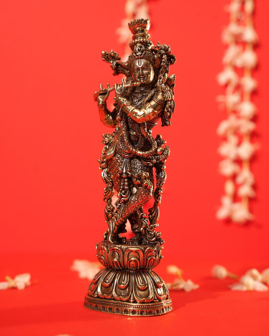 Brass Murli Manohar Standing Krishna Statue (7.5")