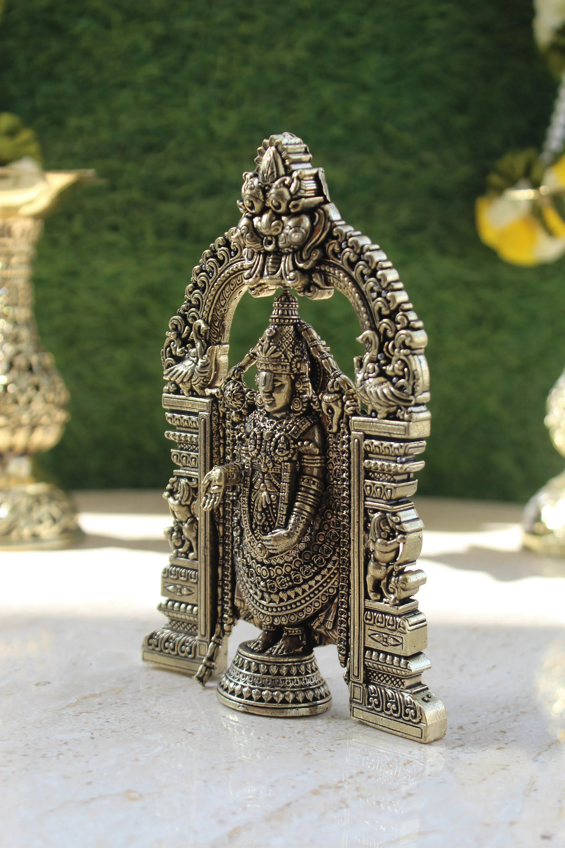 Tirupati Balaji Brass Idol Side View - Full Length Divine Venkateswara Statue