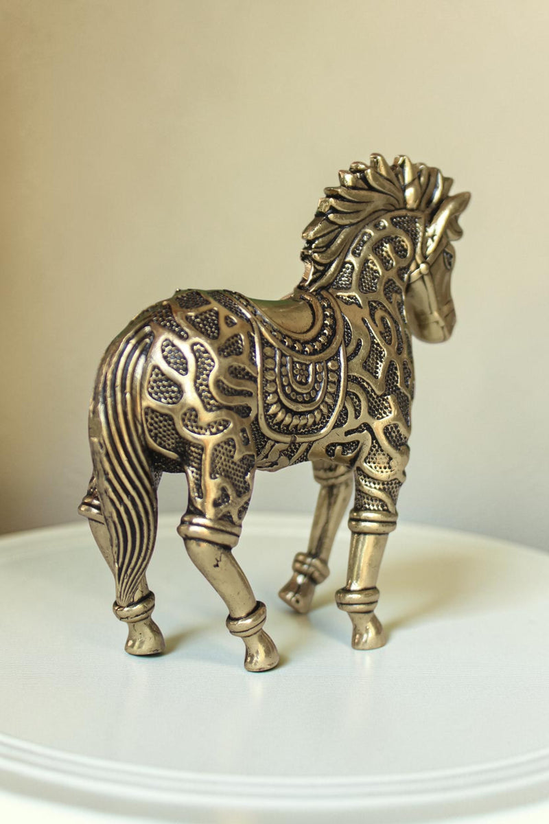 Back View of Brass Vastu Ghoda Statue for Prosperity & Positive Energy