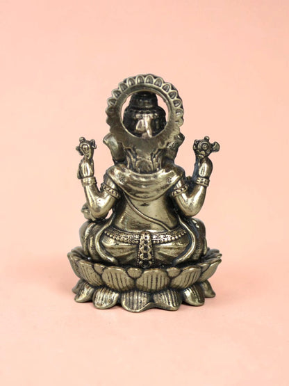 Brass Laxmi Ganesha Murti Set on Lotus Base (3 Inch) | Rigvedaa™