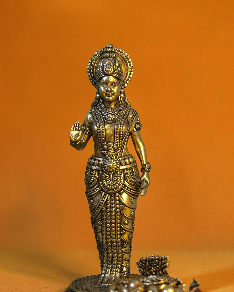 Rigvedaa

Antique brass Ram Darbar idol set, 7 inch, depicting Lord Ram, Sita, Lakshman, and Hanuman in traditional attire.