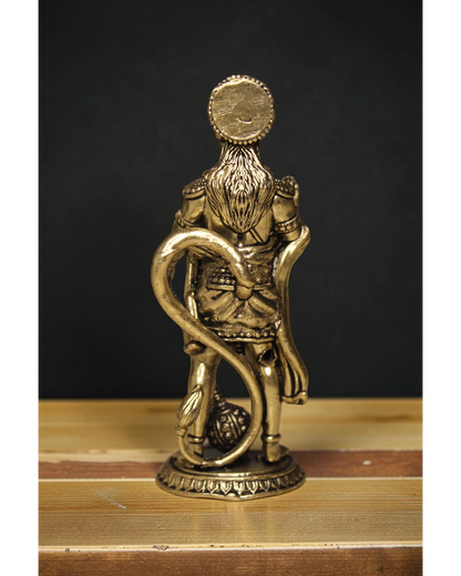 Rigvedaa	rade	rade	rade Hanuman idol in brass, Ashirwad pose, golden finish, 4 inch, for home mandir and puja room.