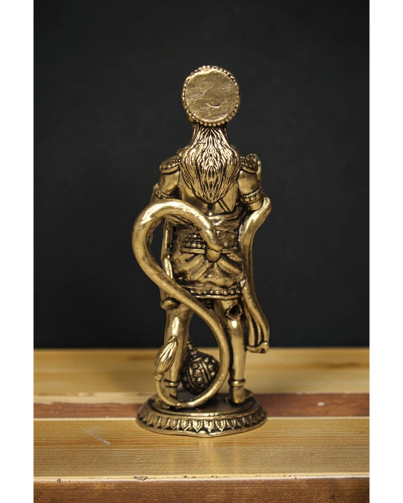 Rigvedaa	rade	rade	rade Hanuman idol in brass, Ashirwad pose, golden finish, 4 inch, for home mandir and puja room.