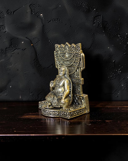 Rigvedaa™ brass idol of Raghavendra Swamy in seated posture with intricate detailing, for home temple puja.