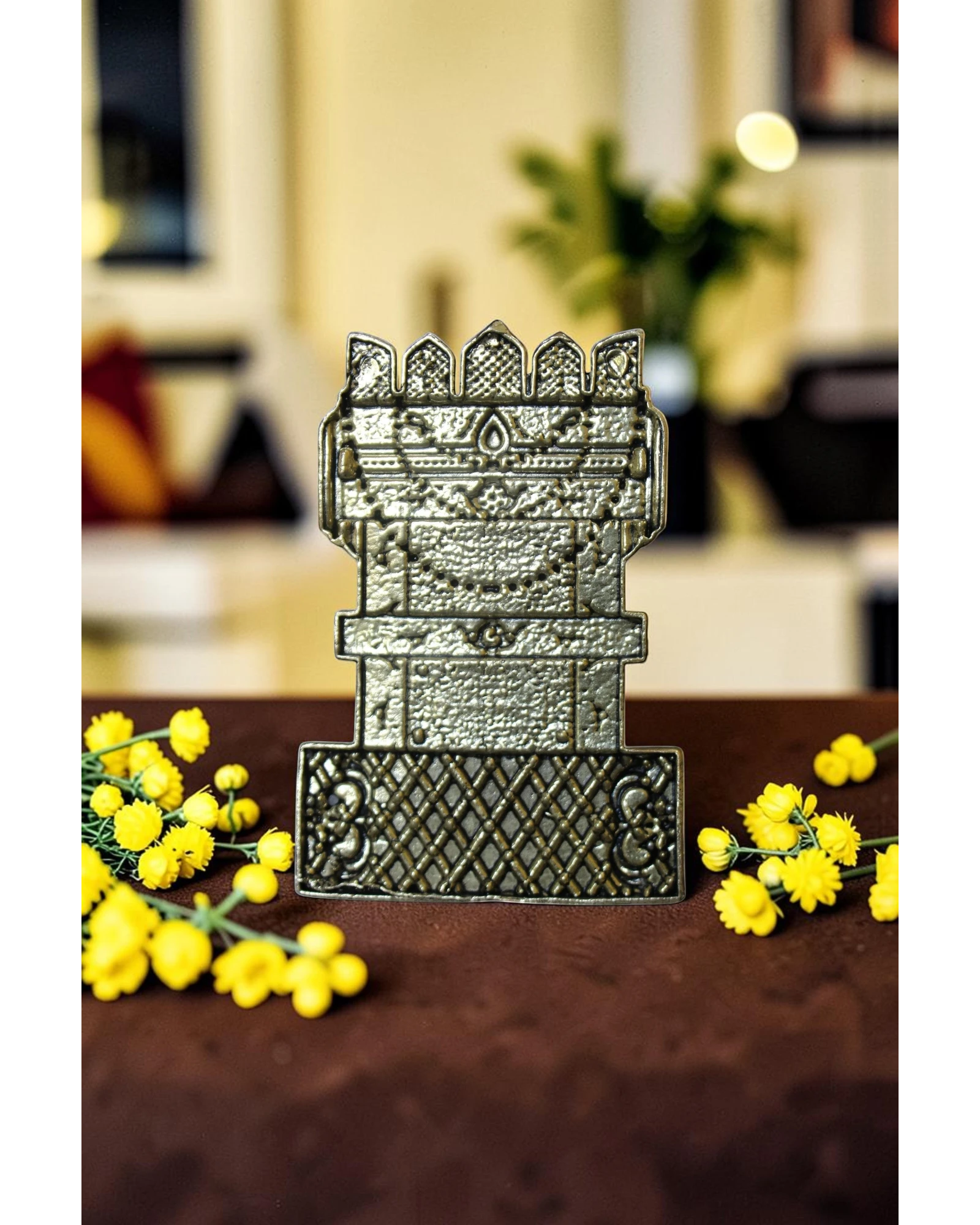 Rigvedaa™ Brass Raghavendra Swamy idol, traditional seated posture, intricate detailing, for puja room and home temple.