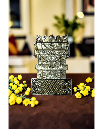 Rigvedaa™ Brass Raghavendra Swamy idol, traditional seated posture, intricate detailing, for puja room and home temple.