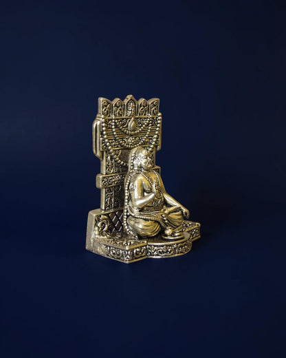 Rigvedaa™ brass Guru Raghavendra Swamy idol in a traditional seated posture for home temple puja and spiritual worship.