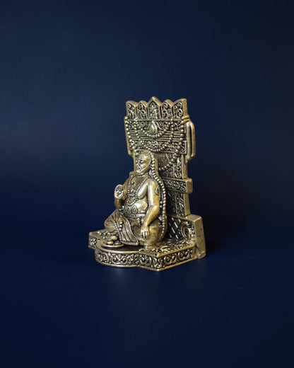 Rigvedaa™ brass idol of Guru Raghavendra Swamy in a traditional seated posture for home puja and spiritual worship.