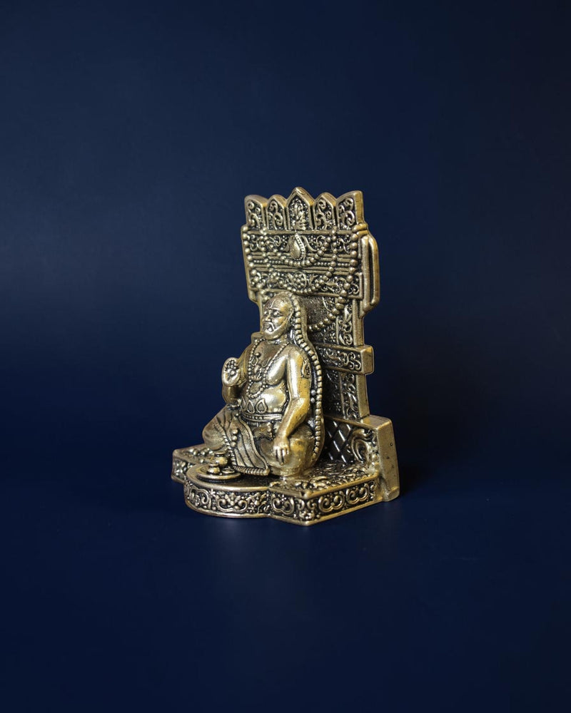 Rigvedaa™ brass idol of Guru Raghavendra Swamy in a traditional seated posture for home puja and spiritual worship.