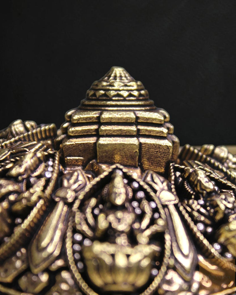 Rigvedaa brass tortoise with intricate Ashta Lakshmi and Shree Yantra engraving, a Vastu Feng Shui remedy for prosperity.