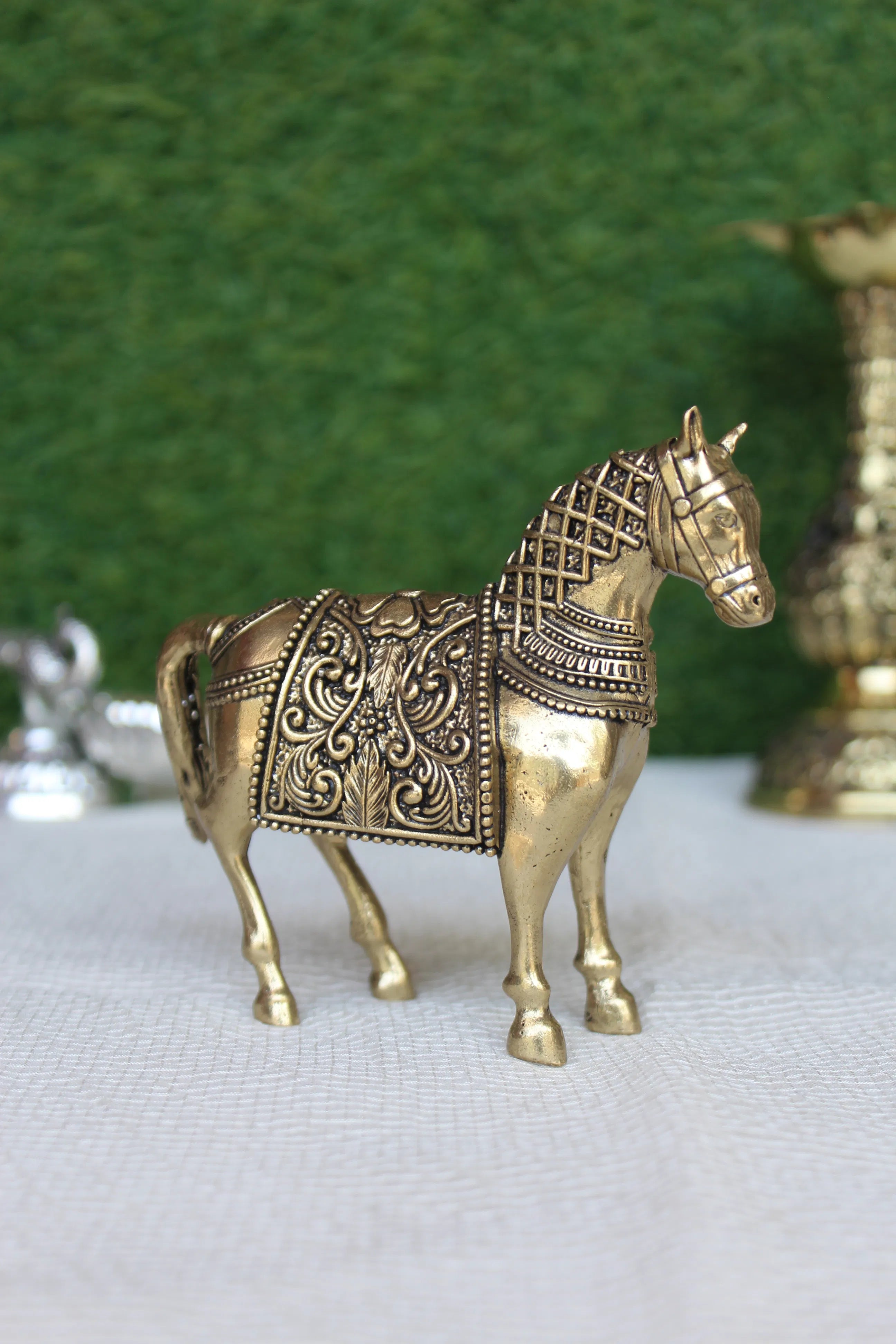 Royal Brass Horse Statue – Decorative Handcrafted Brass Ghoda for Home & Office Décor, 3.75 Inch